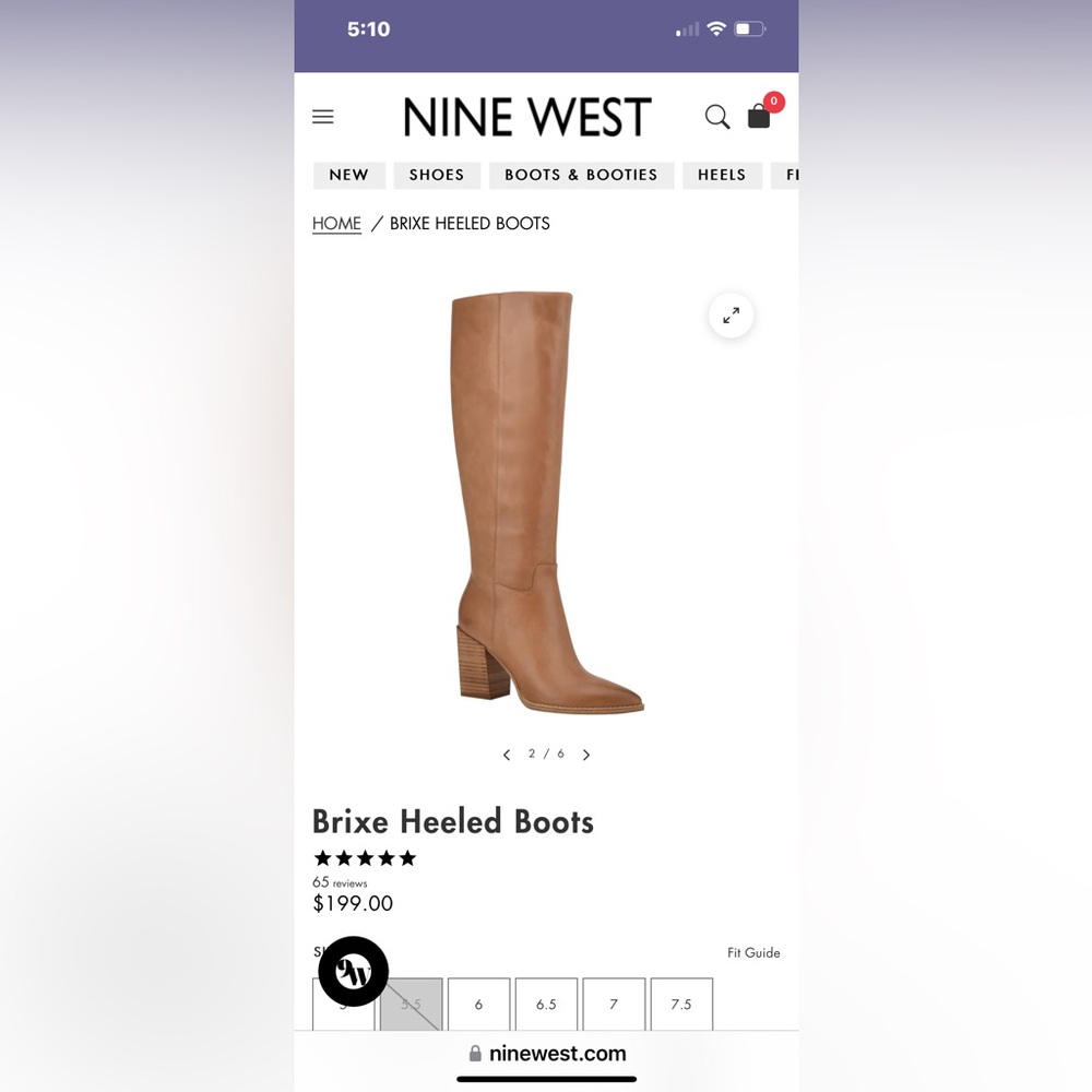 Nine West Brixe Tall Heeled Boots in Tan